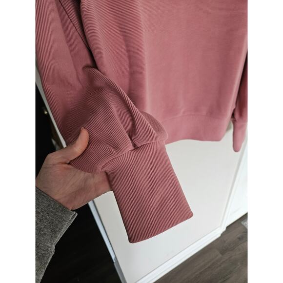 Varley Pink Rose Ottoman Half Zip Ribbed Knit Cowl Neck Pullover NWT Size Small - Picture 5 of 12